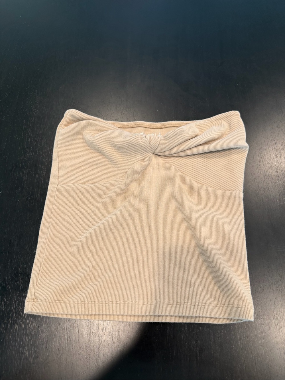 Abercrombie & Fitch Cream Ribbed Twist-Front Tube Top
